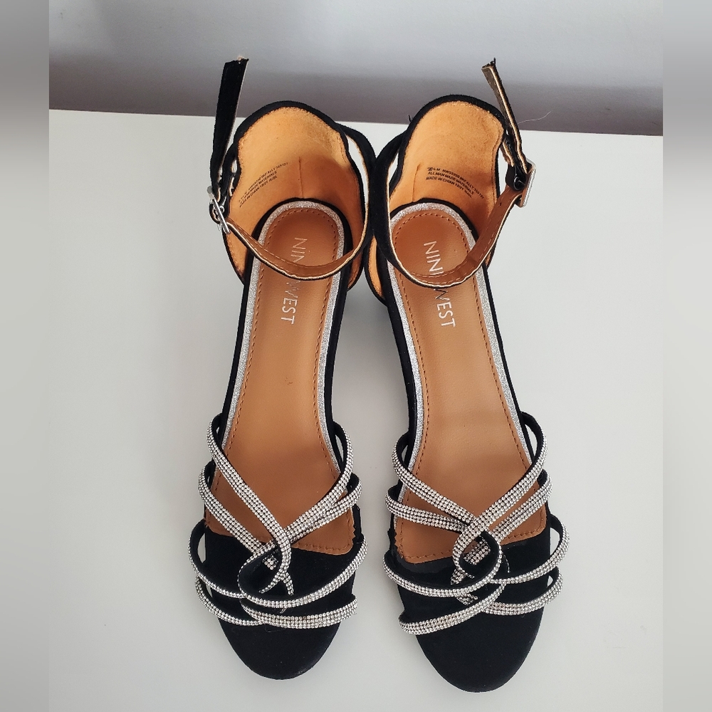 Nine West Girl's Dressy Rhinestone Heels Size 2.5 Black